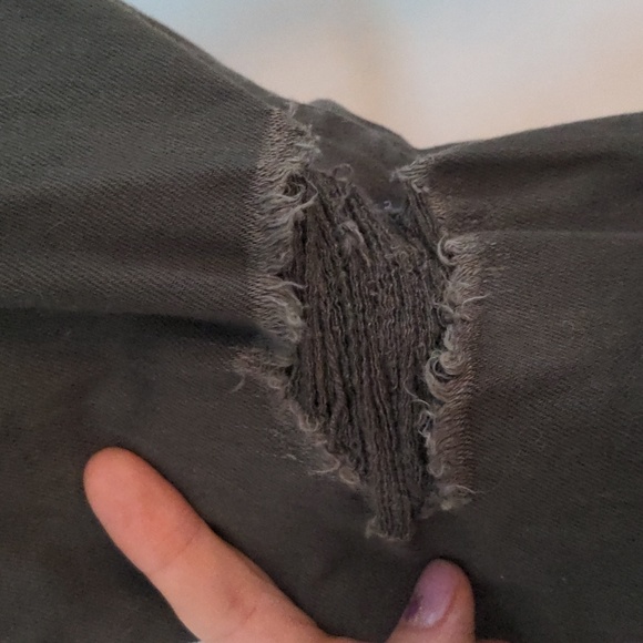 Gap Women's 4/27 Girlfriend Jeans Olive Green Distressed Stretch Denim - Picture 5 of 9